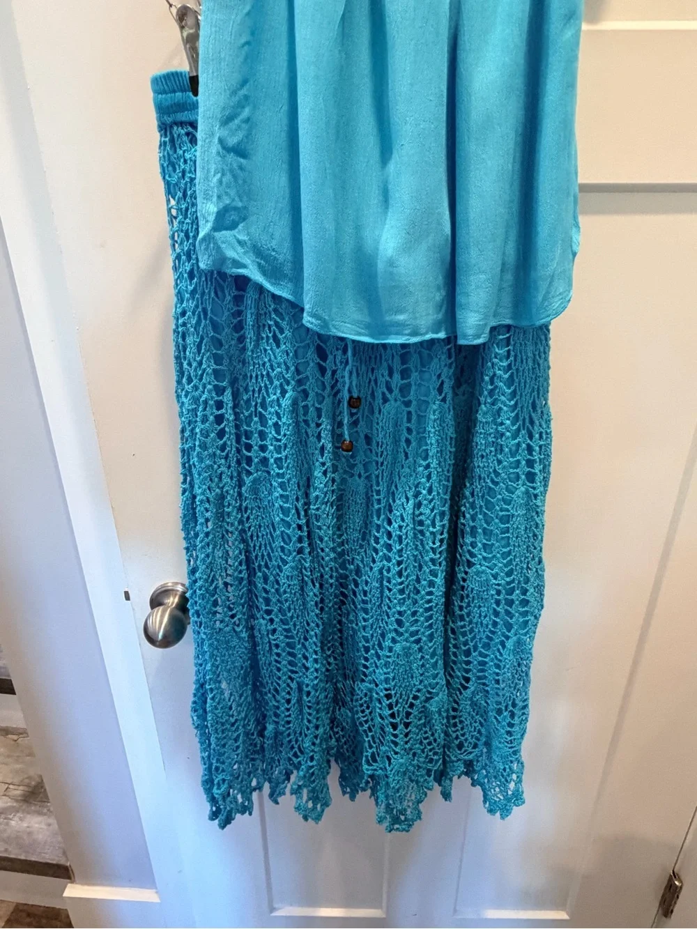Jackpot Turquoise Boho Top & Crochet Skirt Set OSFM NWT Resort Festival Outfit